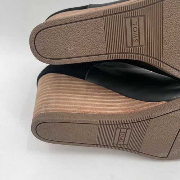 TOMS Boots Size 6 Women's Kelsey Ankle NWOT Black Leather NEW Wedge Slip On - Picture 7 of 12